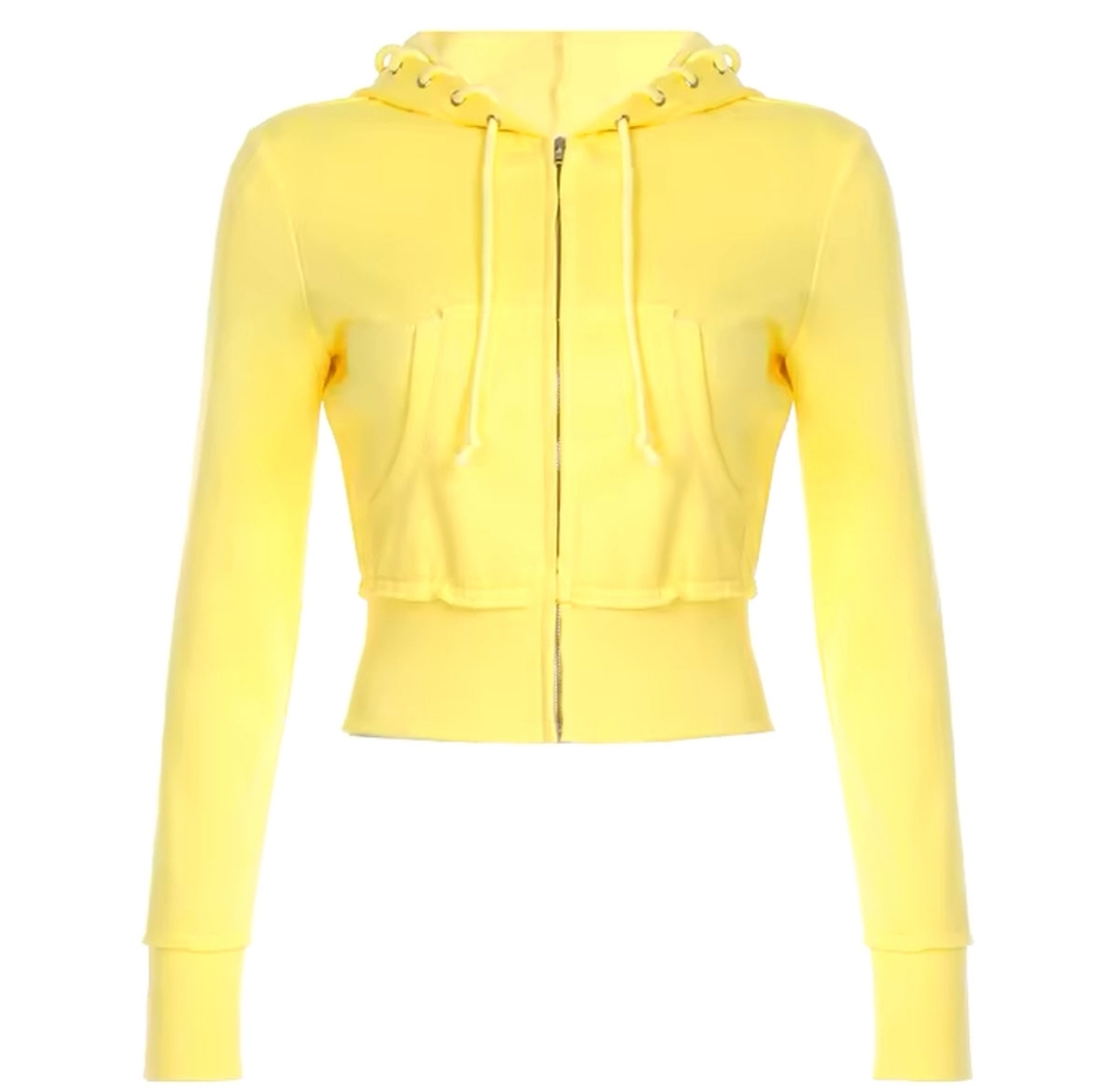 LAST CHANCE ✨ Yellow Cropped Hoodie With Cool Drawstring Hood